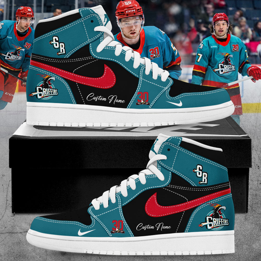 Grand Rapids Griffins Hat tricks and Hoops Night Custom Name Shoes JD
