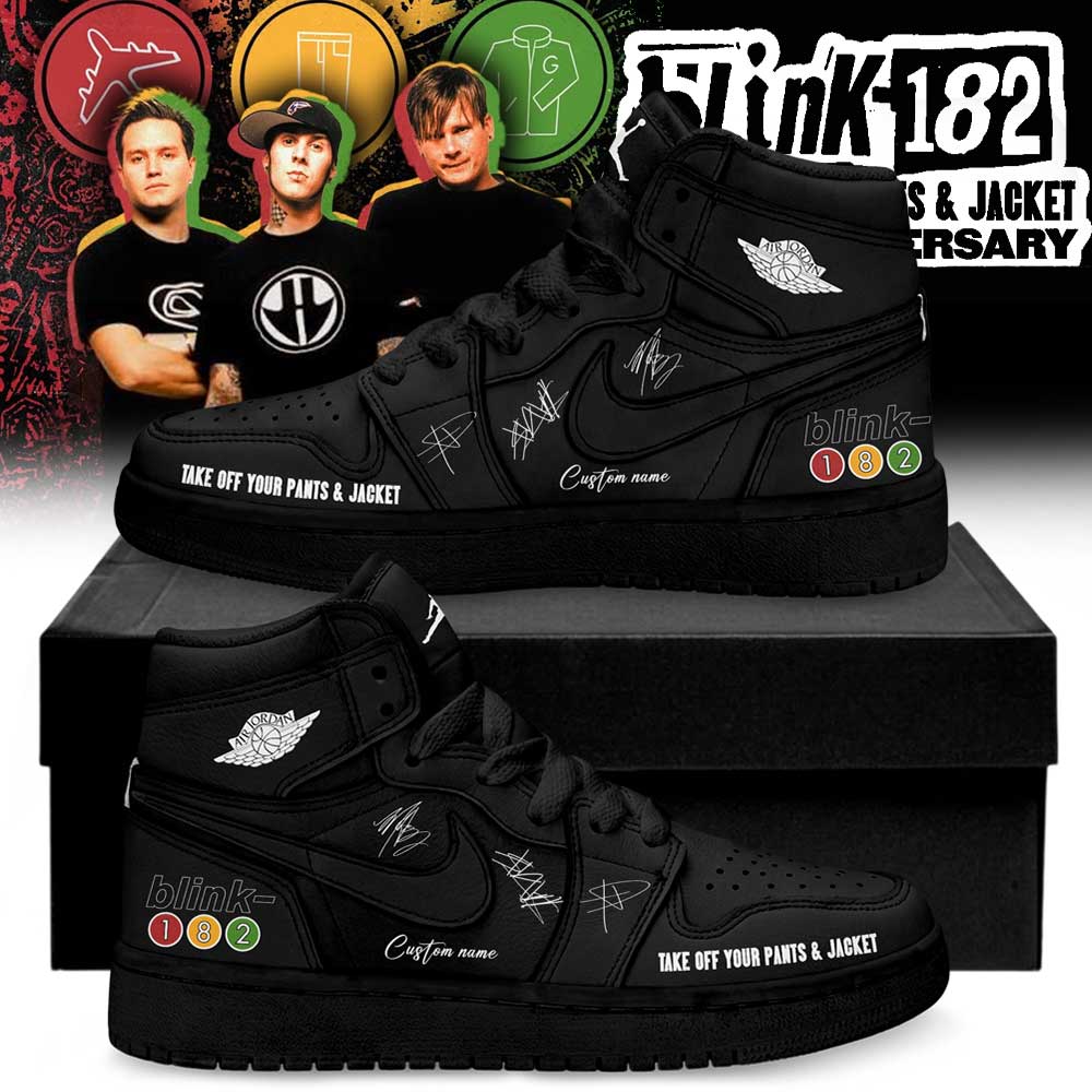 Blink-182 Day Pop-Up 25th album Take Off Your Pants and Jacket Limited Signature Custom Name Shoes