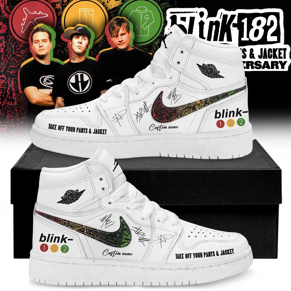 Blink-182 Day Pop-Up 25th album Take Off Your Pants and Jacket Limited Signature Custom Name Shoes