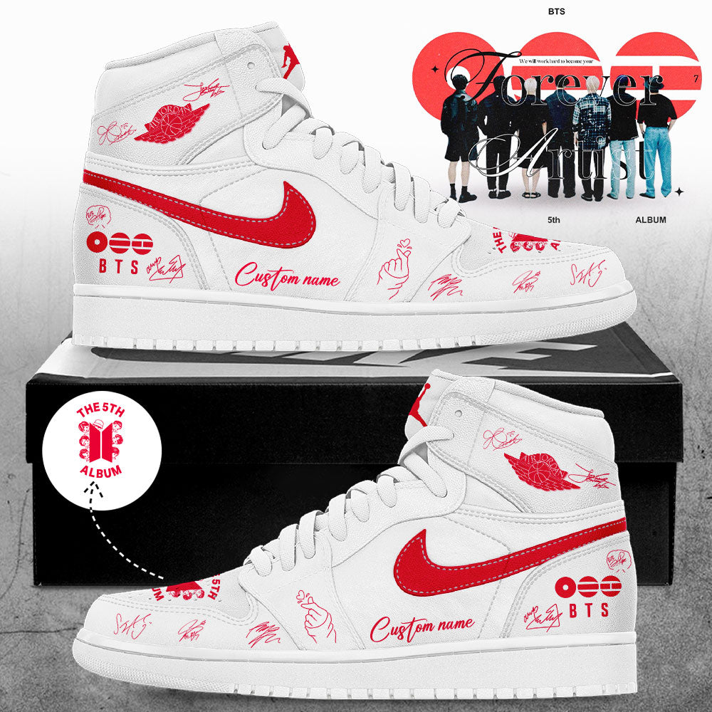 BTS The 5th Album World Tour 2026 Signature White Custom Name Shoes JD