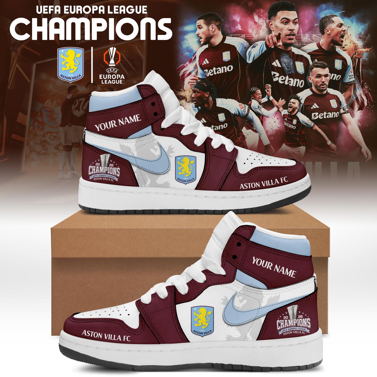 Aston Villa Special Europa League Champions 2026 Limited Edition Shoes