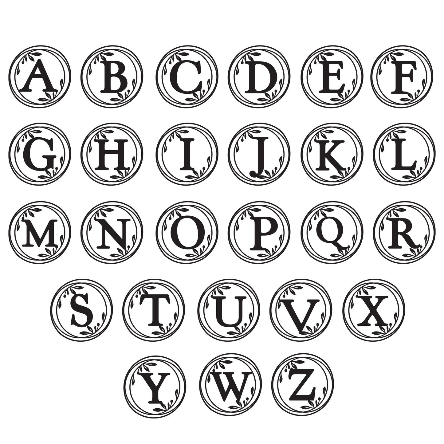Metal Monogram Wreath Sign, Circle Monogram Letter Sign with Leaves, Custom Wall Decor, Front Door Hanger, Round Monogram WREATH
