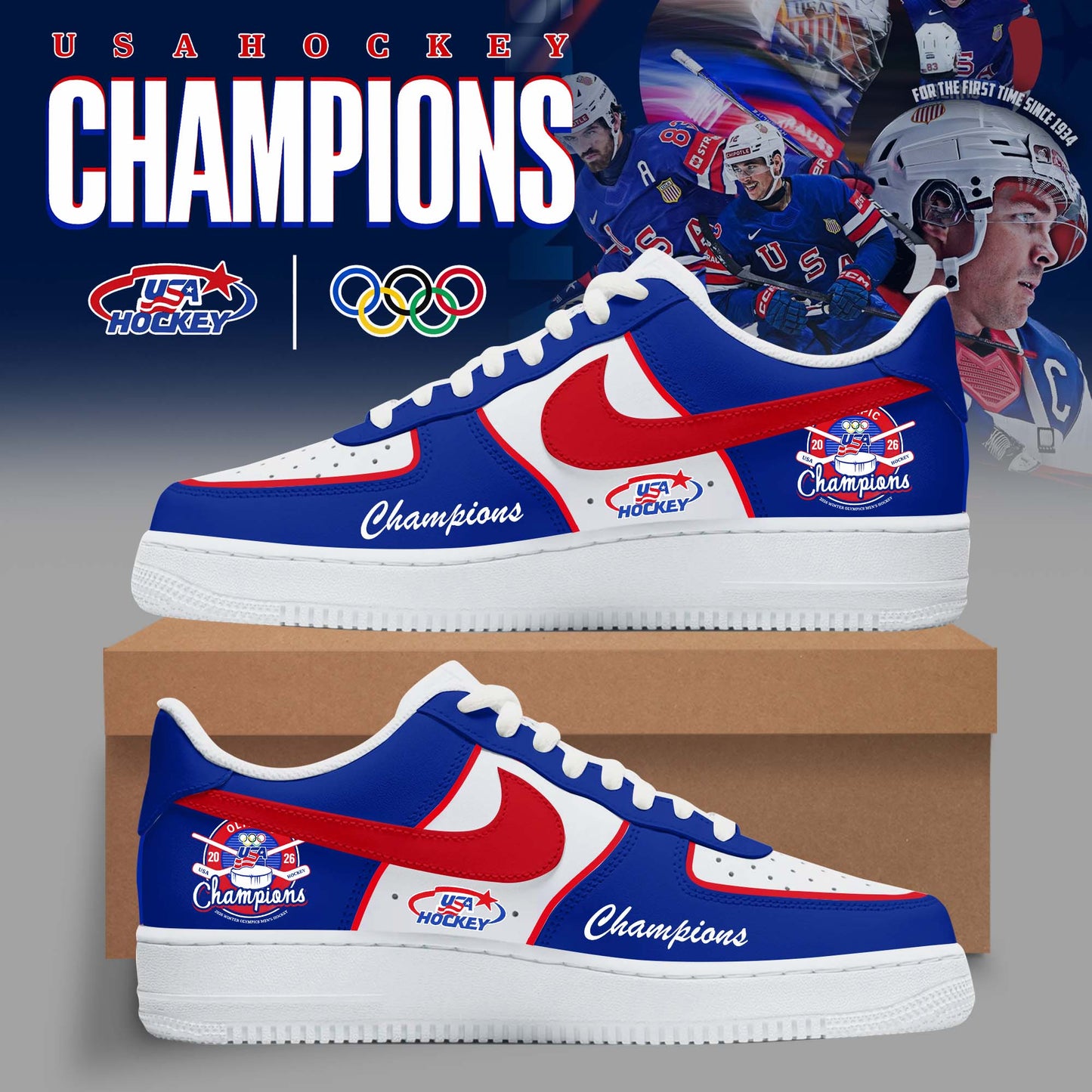 USA ICE HOCKEY Olympic 2026 Custom Name AF1 Sneaker