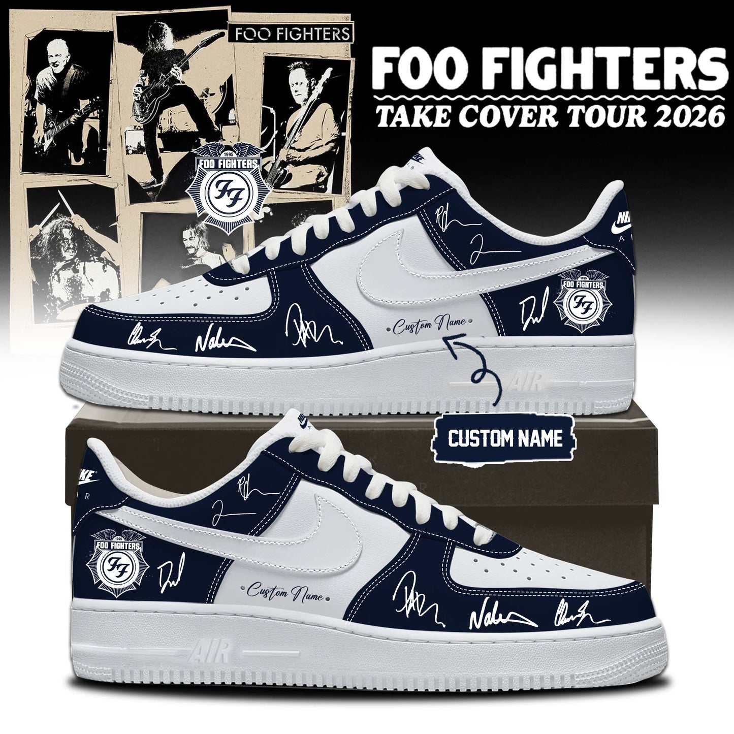 Foo Fighters ”Take Cover Tour 2026” Limited Edition Signature – AF1 Shoes