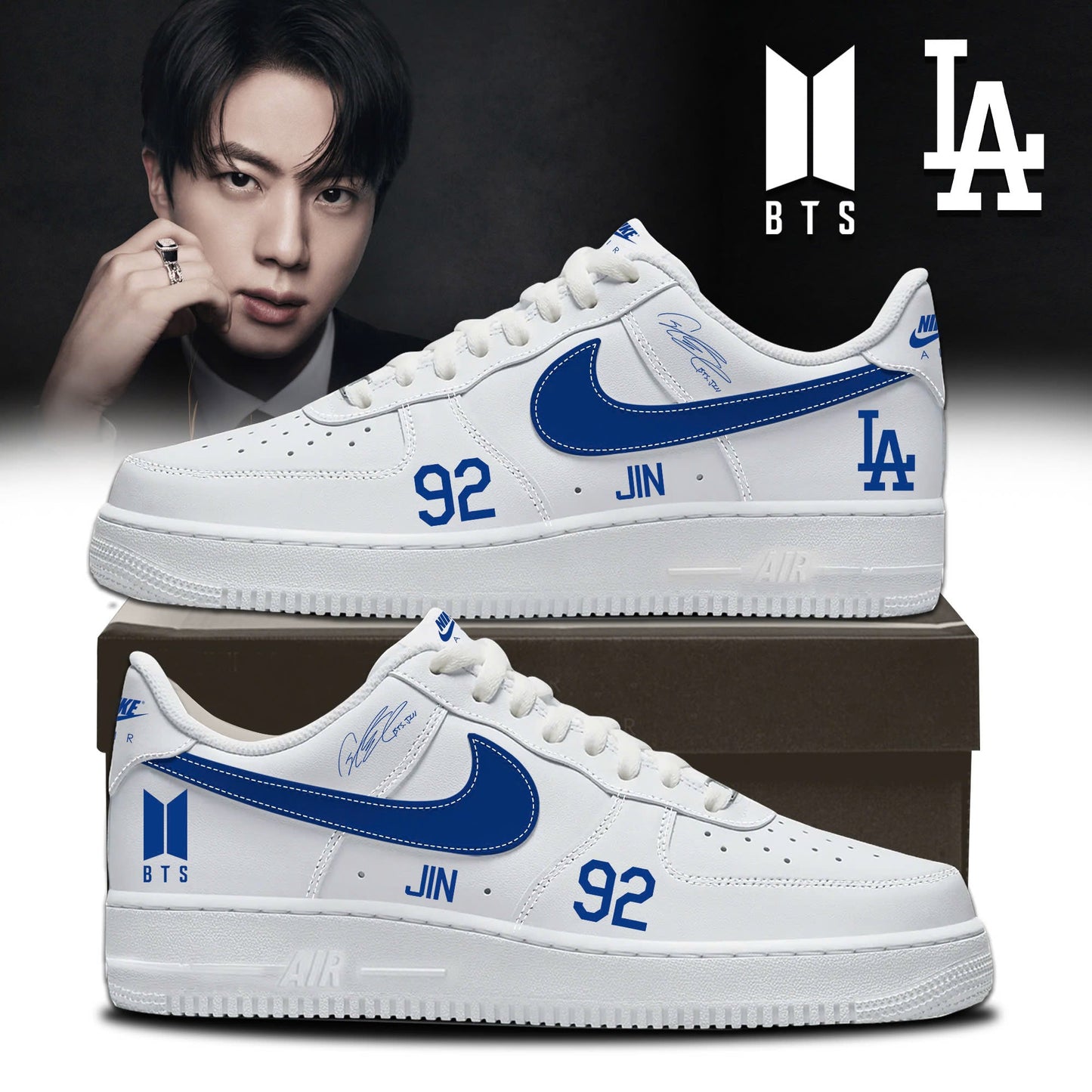 Los Angeles Dodgers x BTS 92 JIN World Tour 2026 Limited Edition AF1 Sneakers