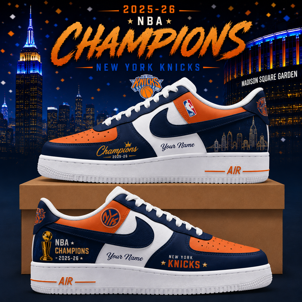 Custom NY Knicks Champions NBA Sneaker