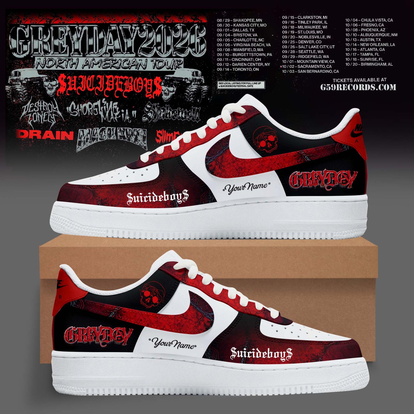 Greyday 2026 “ North American Tour AF1 Shoes