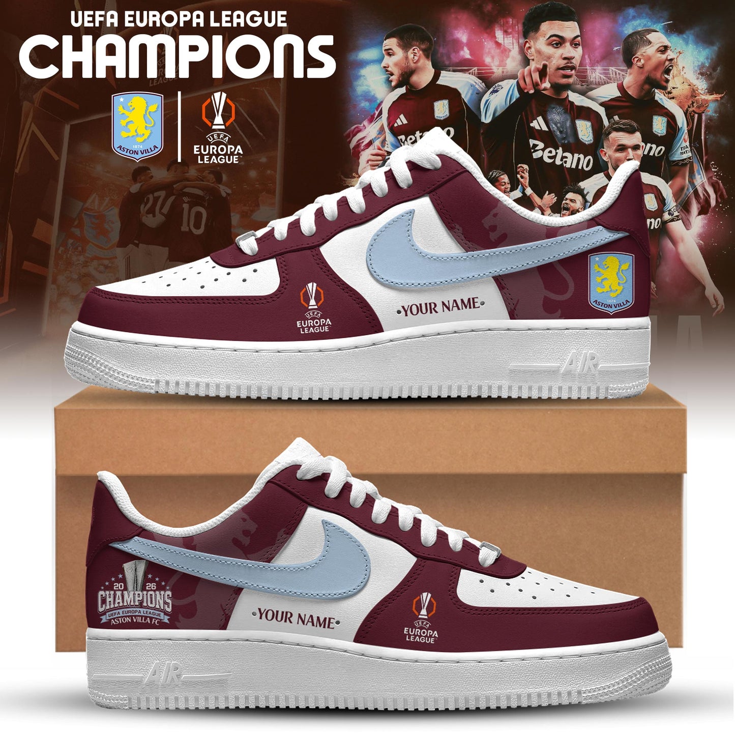 Aston Villa Special Europa League Champions 2026 Limited Edition Shoes