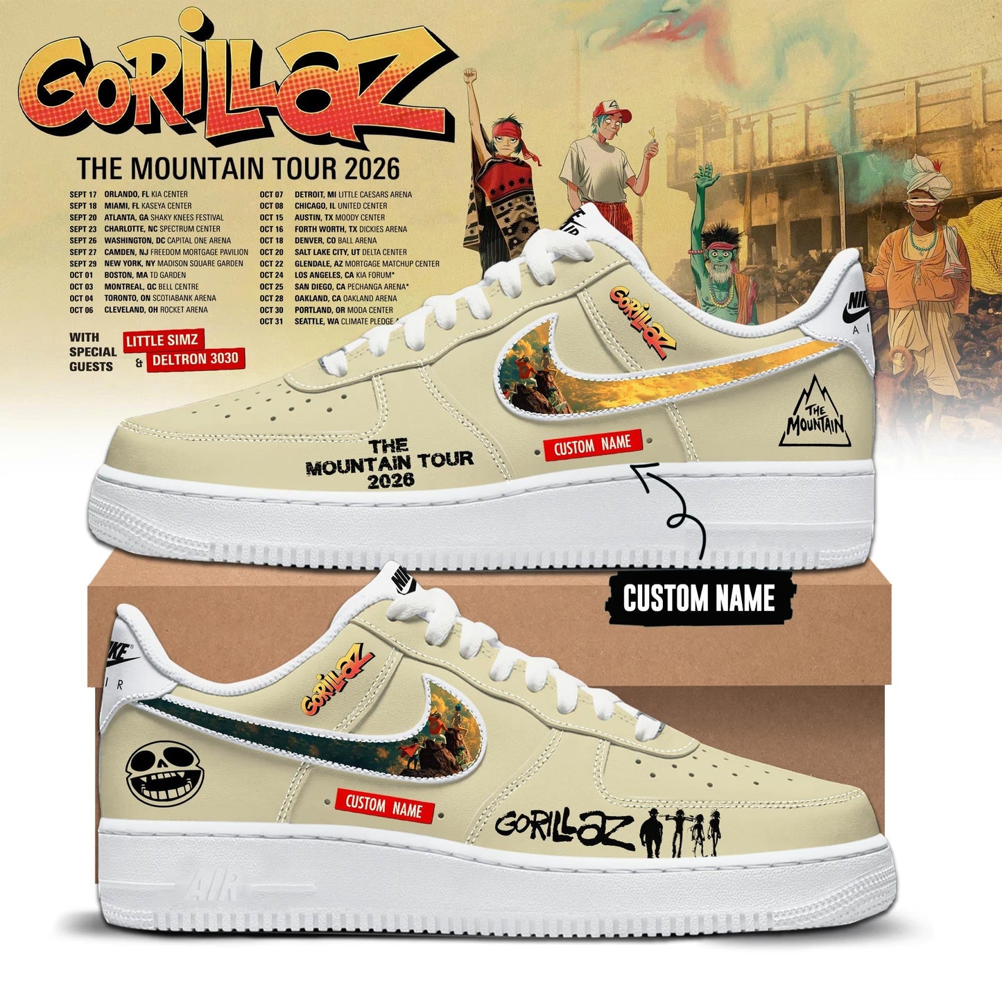 Gorillaz ‘The Mountain Tour 2026’ Limited Edition AF1 Sneakers