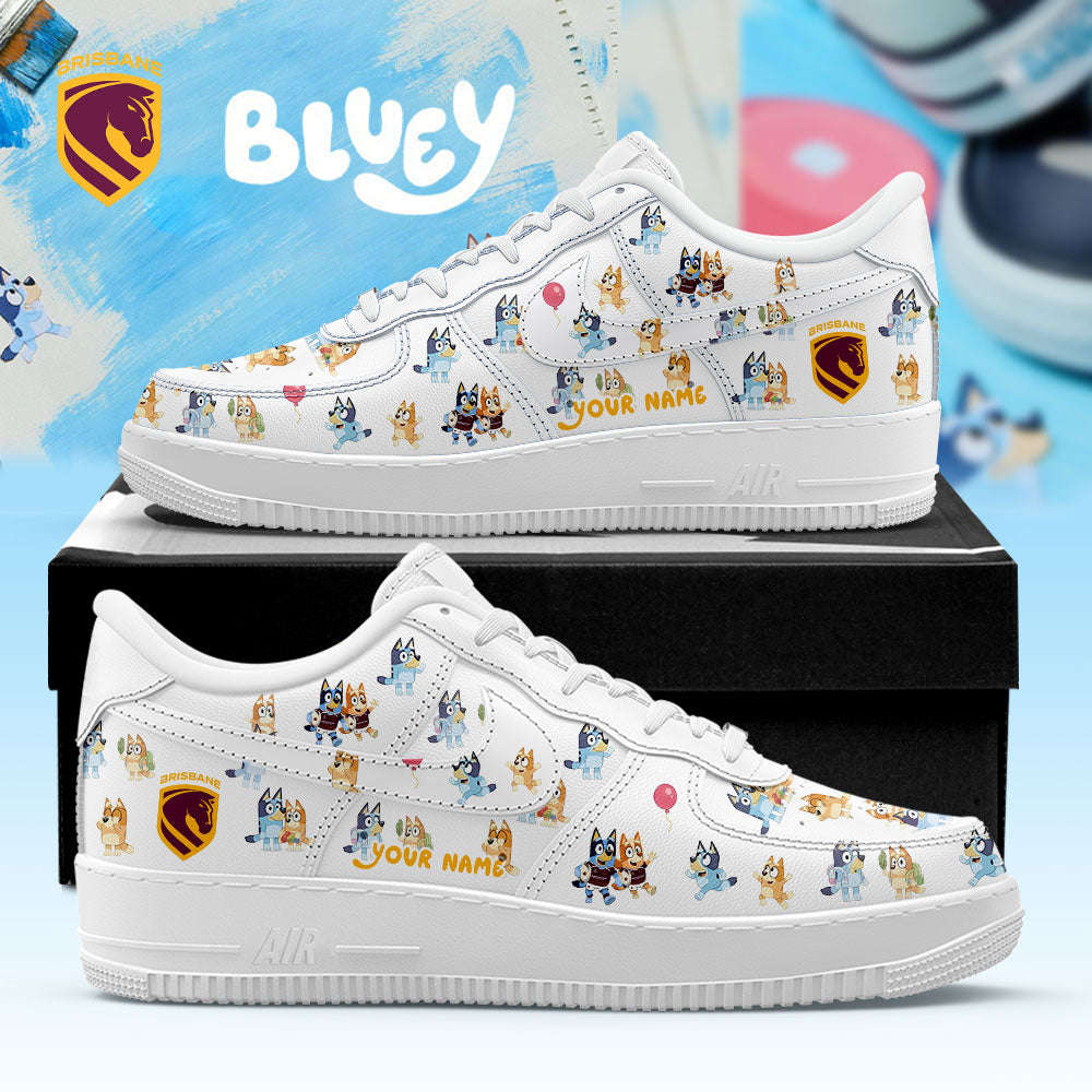Brisbane Broncos Bluey and Bingo Collection 2026 Custom Name White Shoes