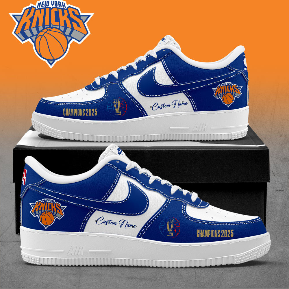 New York Knicks Emirates NBA Cup 2025 Champions Blue Custom Name Shoes AF