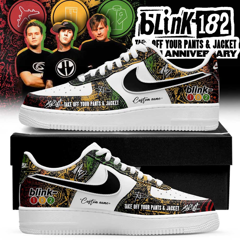 Blink-182 Day Pop-Up 25th album Take Off Your Pants and Jacket Limited Signature Custom Name AF1 Shoes