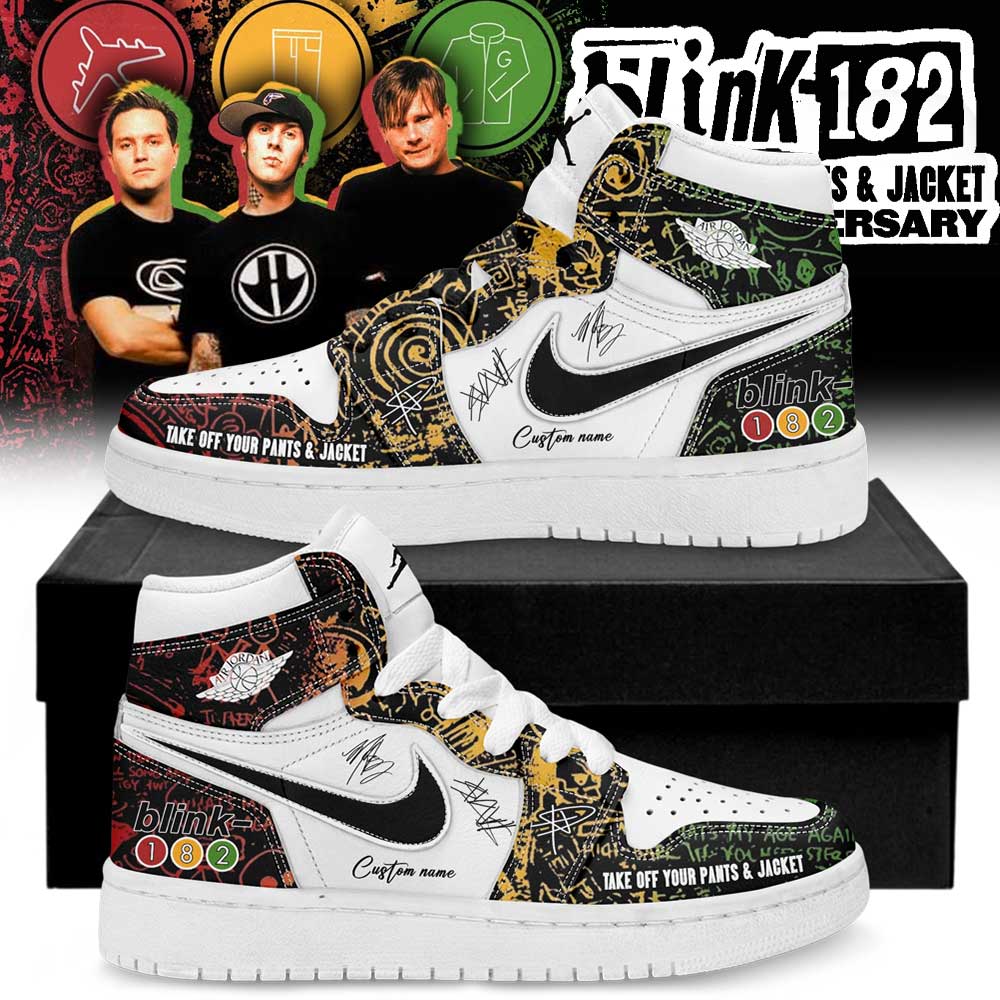 Blink-182 Day Pop-Up 25th album Take Off Your Pants and Jacket Limited Signature Custom Name Shoes