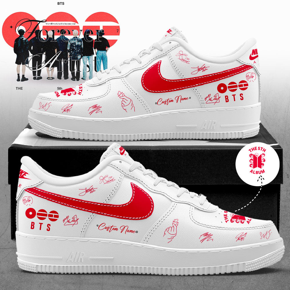 BTS The 5th Album World Tour 2026 Signature White Custom Name Shoes AF
