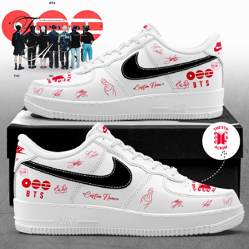 BTS The 5th Album World Tour 2026 Signature White Custom Name Shoes AF