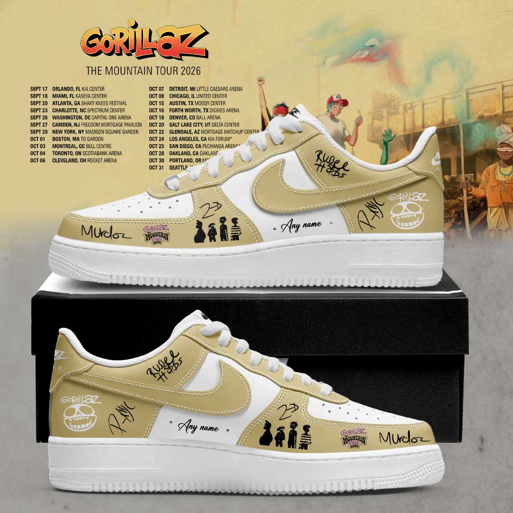 Gorillaz The Mountain Tour (2026–2027) Signature Custom Name AF1 Shoes