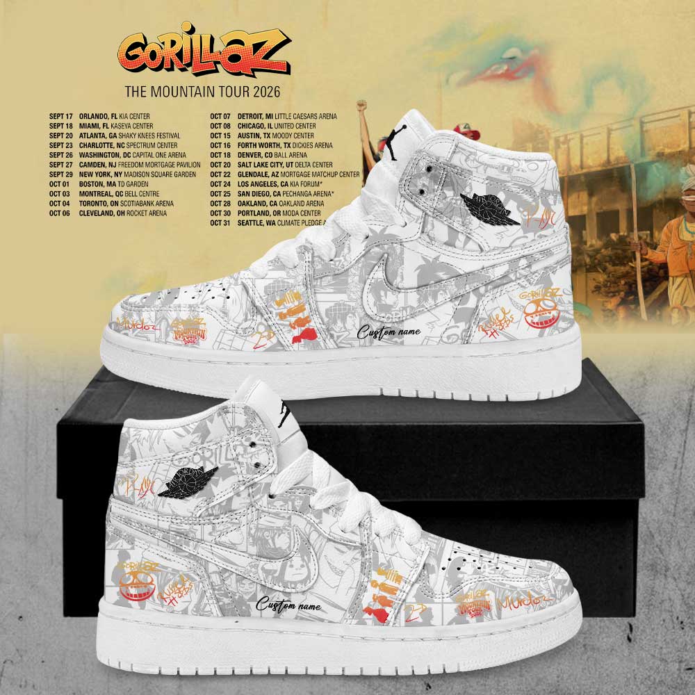 Gorillaz The Mountain Tour (2026–2027) Signature Custom Name JD Shoes