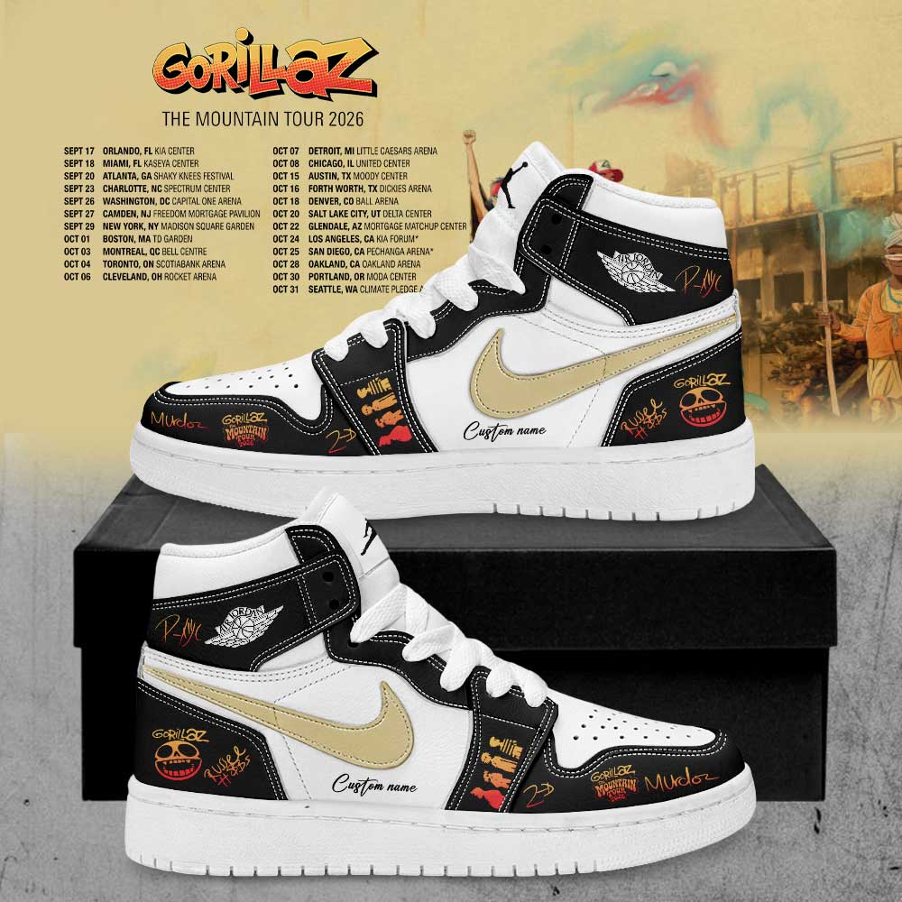Gorillaz The Mountain Tour (2026–2027) Signature Custom Name JD Shoes