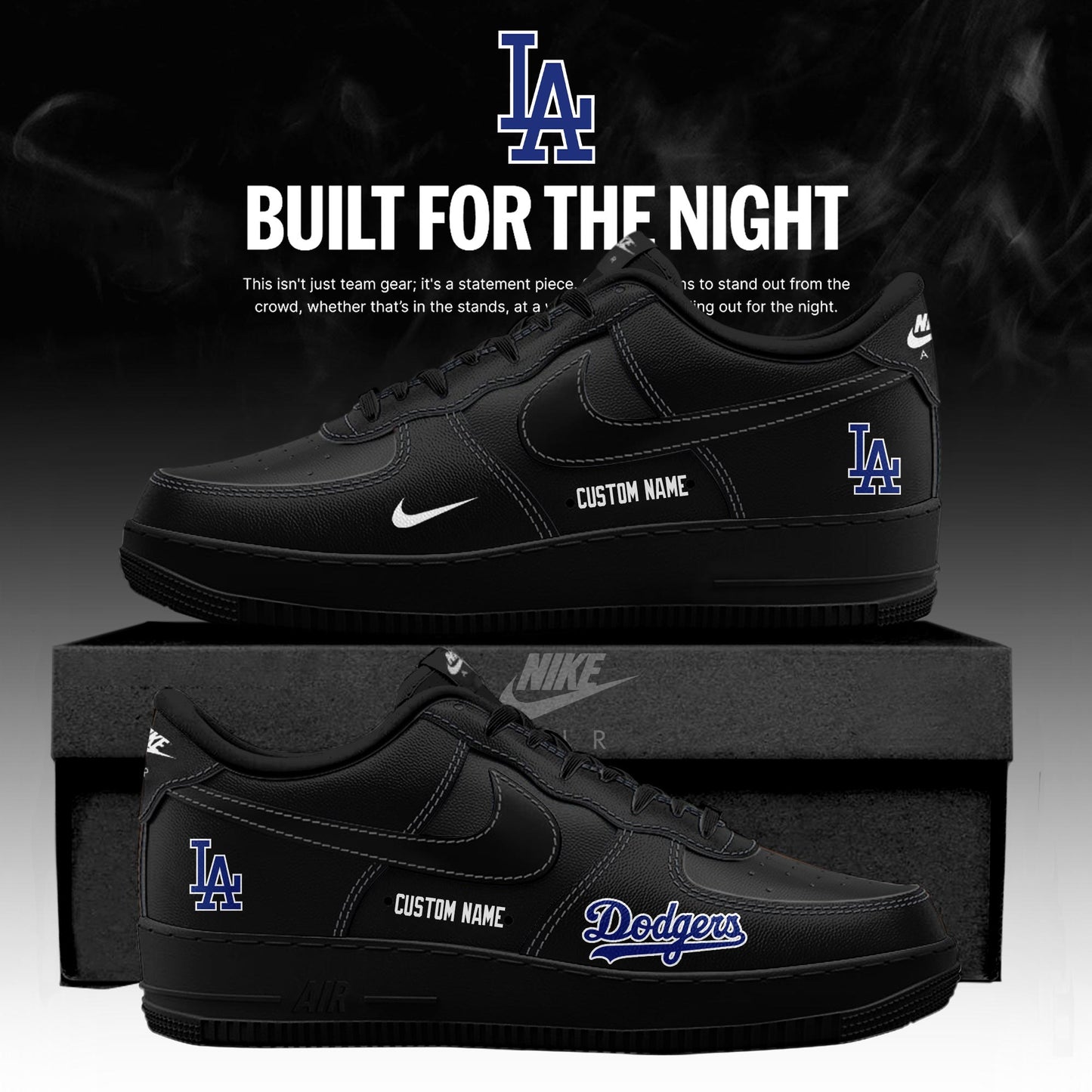Los Angeles Dodgers 2026 Fashion Black Out Limited Edition AF1 Sneakers