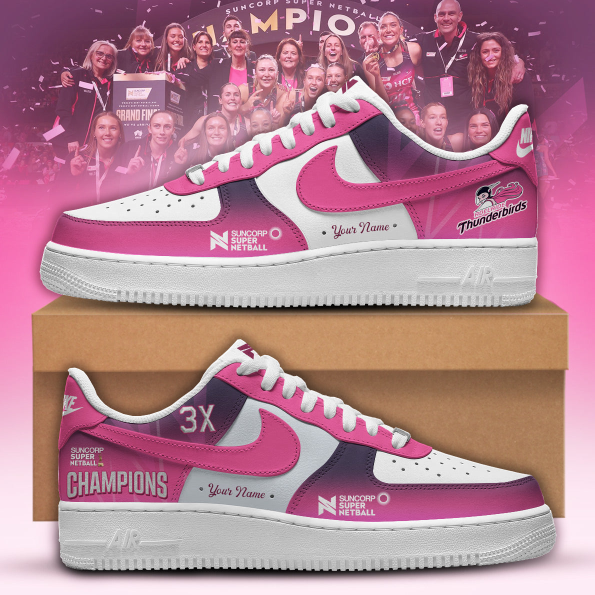 Adelaide Thunderbirds 2026 Champions Women’s Edition Nike Air Force 1 Low Custom For Fans