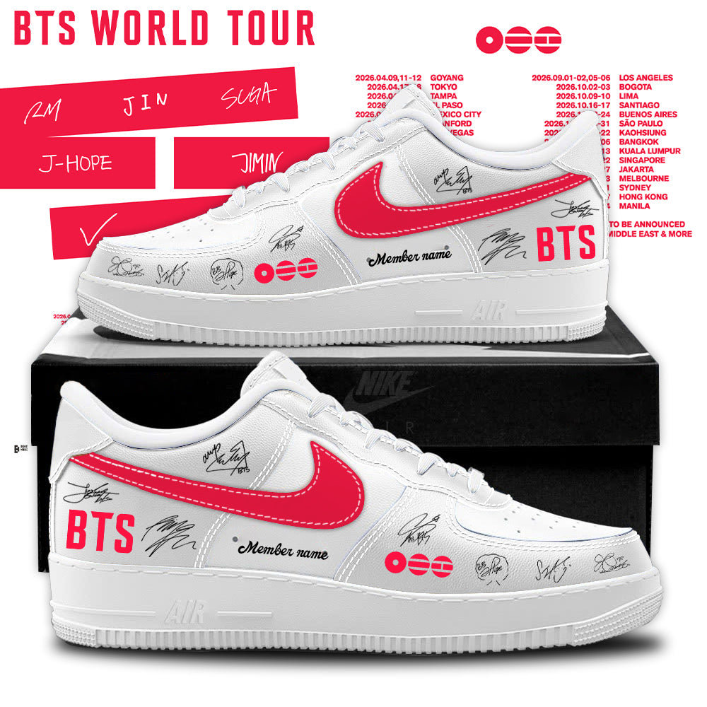 BTS The 5th Album World Tour 2026 Signature White Custom Name Shoes AF