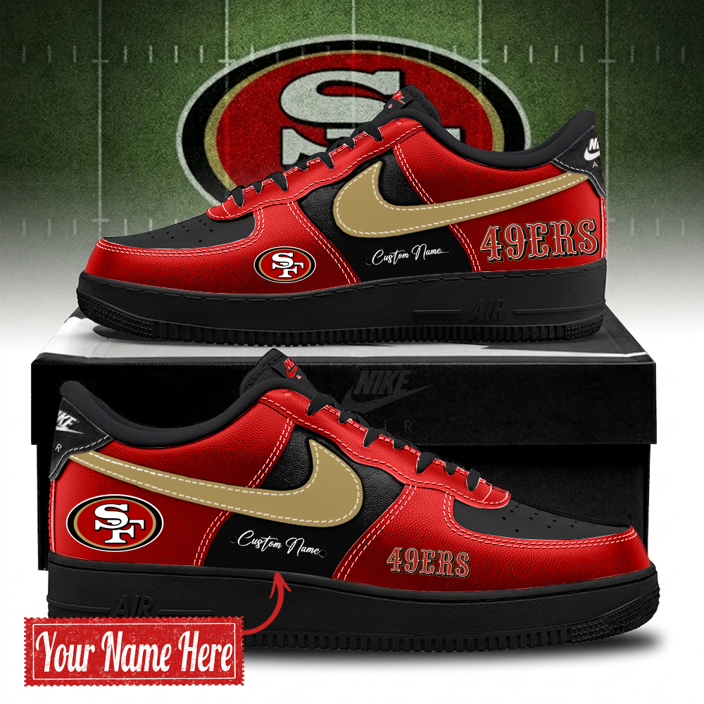 San Francisco 49ers BOLD BLACK and RED Limited Edition AF1 Sneakers