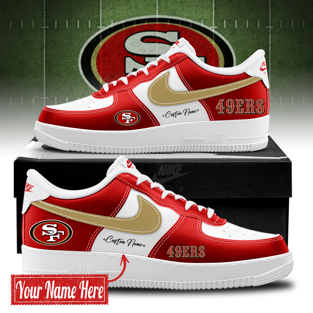San Francisco 49ers BOLD WHITE and RED Limited Edition AF1 Sneakers