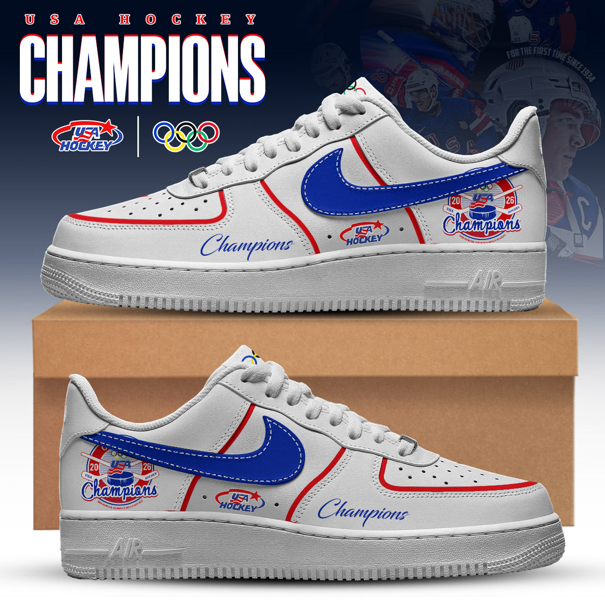 USA ICE HOCKEY Olympic 2026 Custom Name AF1 Sneaker
