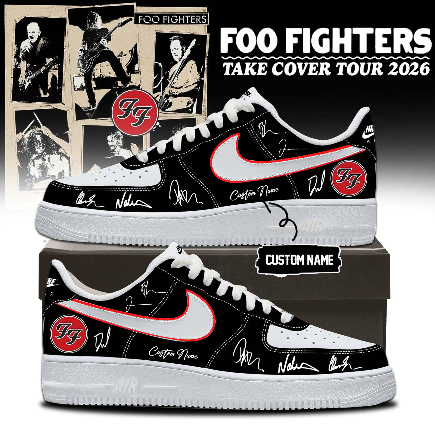 Foo Fighters ”Take Cover Tour 2026” Limited Edition Signature – AF1 Shoes