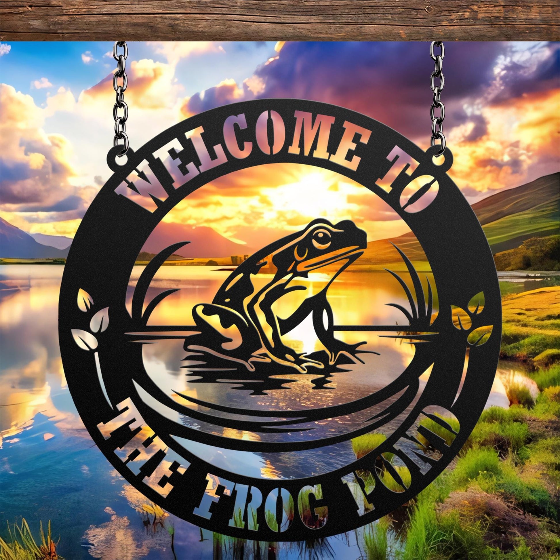 Custom Frog Metal Sign Wall Art, Personalized Frog Decor, Pond Decor, Lake House Sign, Frog Name Sign, Outdoor and Garden Decor, Farm Sign