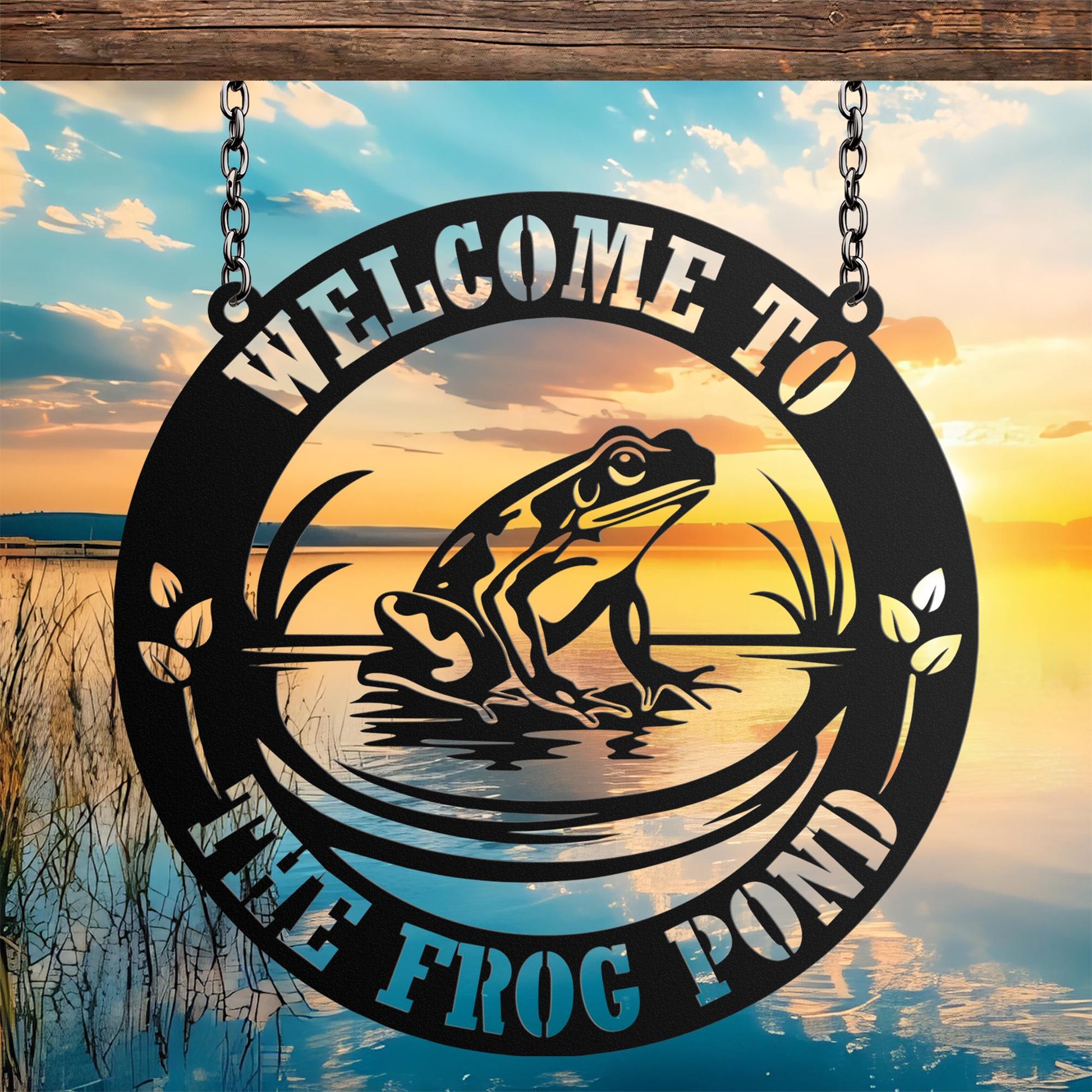Custom Frog Metal Sign Wall Art, Personalized Frog Decor, Pond Decor, Lake House Sign, Frog Name Sign, Outdoor and Garden Decor, Farm Sign