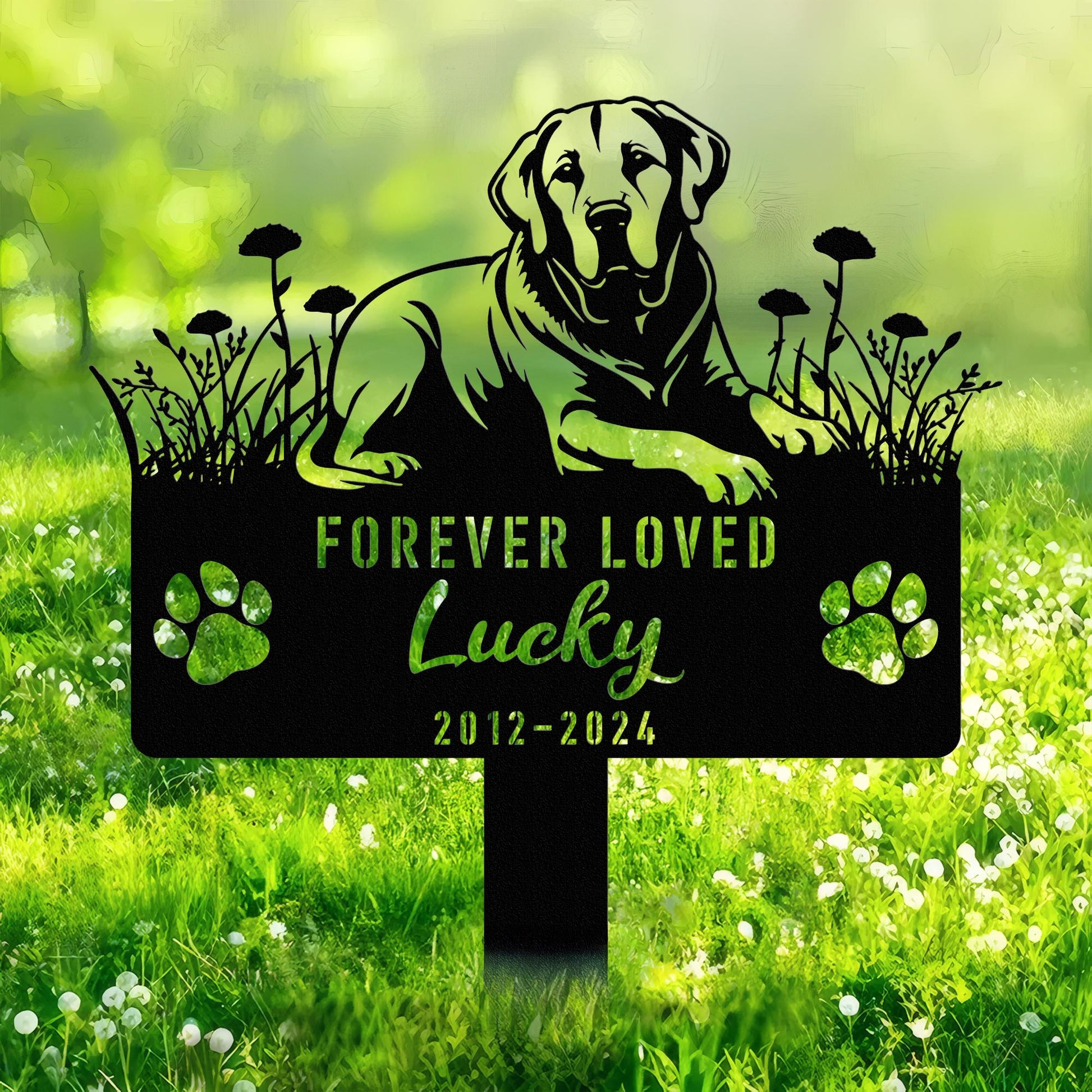 Custom Labrador Retriever Memorial Stake, Personalized Dog Grave Marker, Metal Pet Tribute Sign, Sympathy Gift, Dog Loss Remembrance Sign