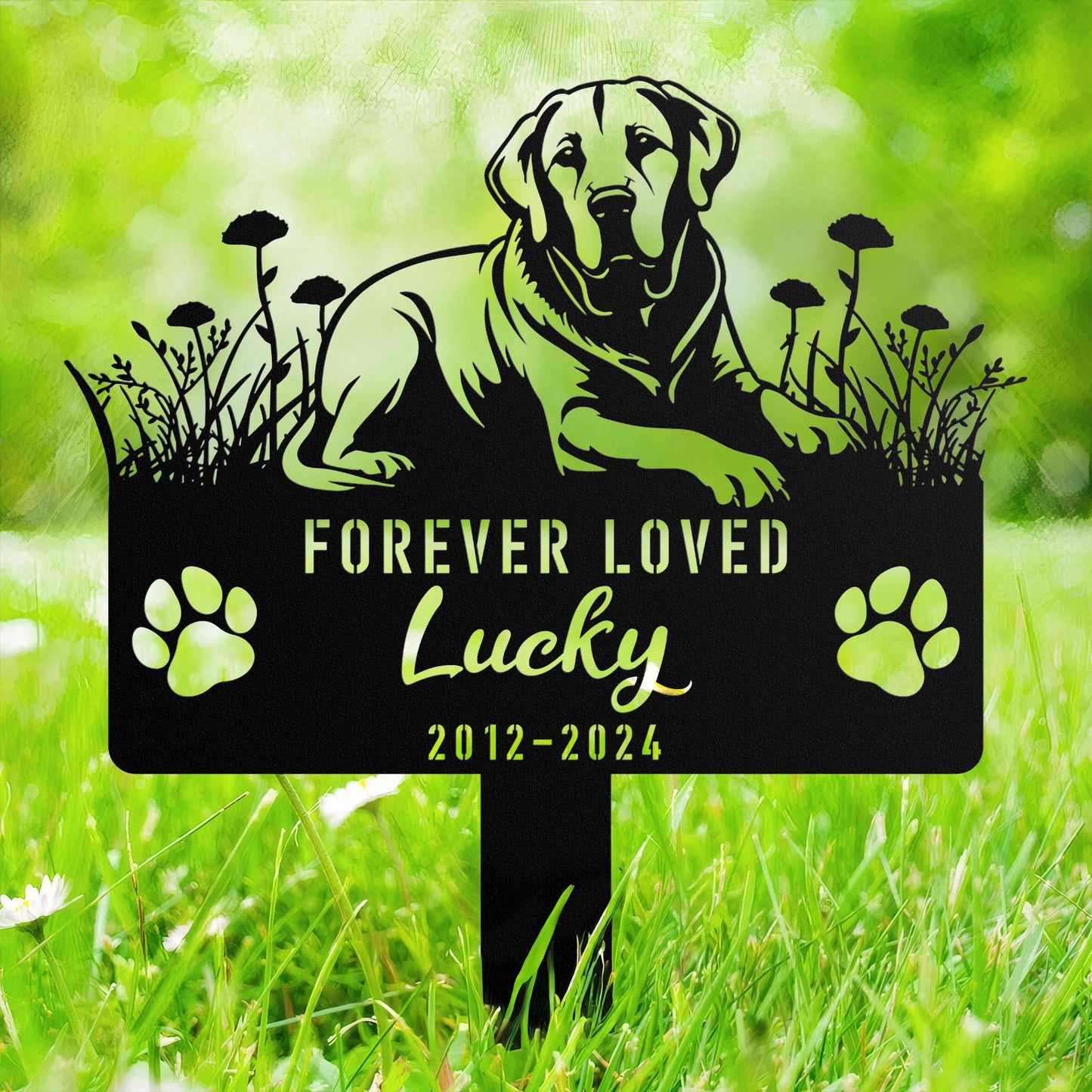 Custom Labrador Retriever Memorial Stake, Personalized Dog Grave Marker, Metal Pet Tribute Sign, Sympathy Gift, Dog Loss Remembrance Sign