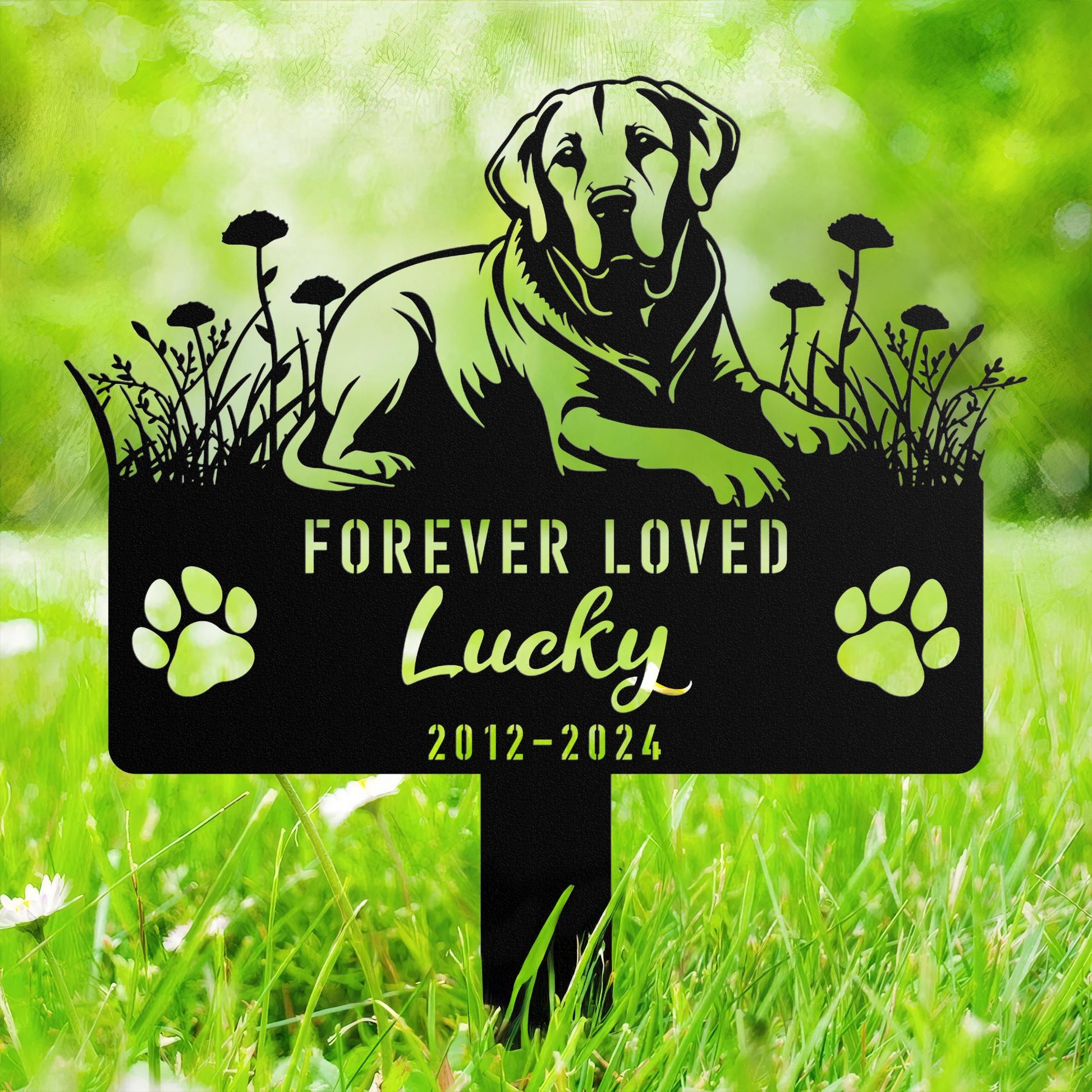 Custom Labrador Retriever Memorial Stake, Personalized Dog Grave Marker, Metal Pet Tribute Sign, Sympathy Gift, Dog Loss Remembrance Sign