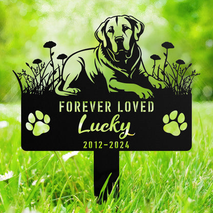 Custom Labrador Retriever Memorial Stake, Personalized Dog Grave Marker, Metal Pet Tribute Sign, Sympathy Gift, Dog Loss Remembrance Sign
