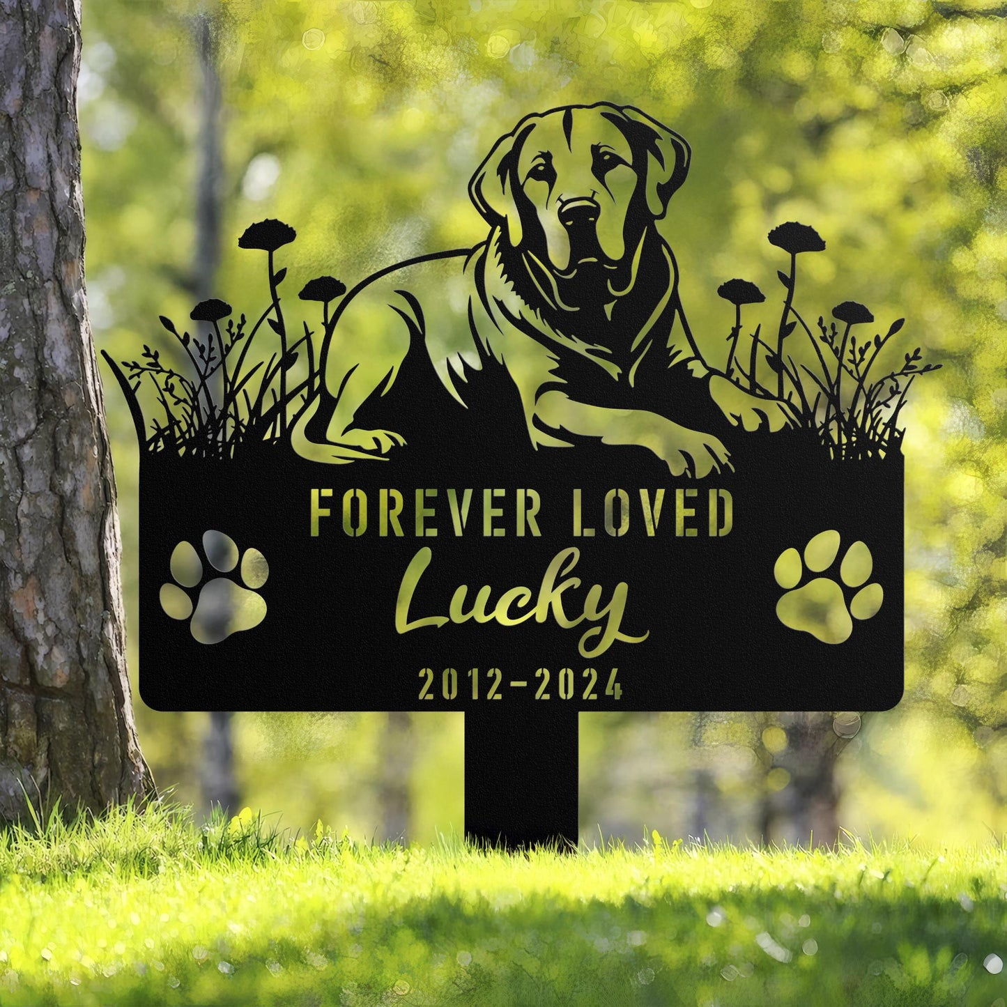 Custom Labrador Retriever Memorial Stake, Personalized Dog Grave Marker, Metal Pet Tribute Sign, Sympathy Gift, Dog Loss Remembrance Sign