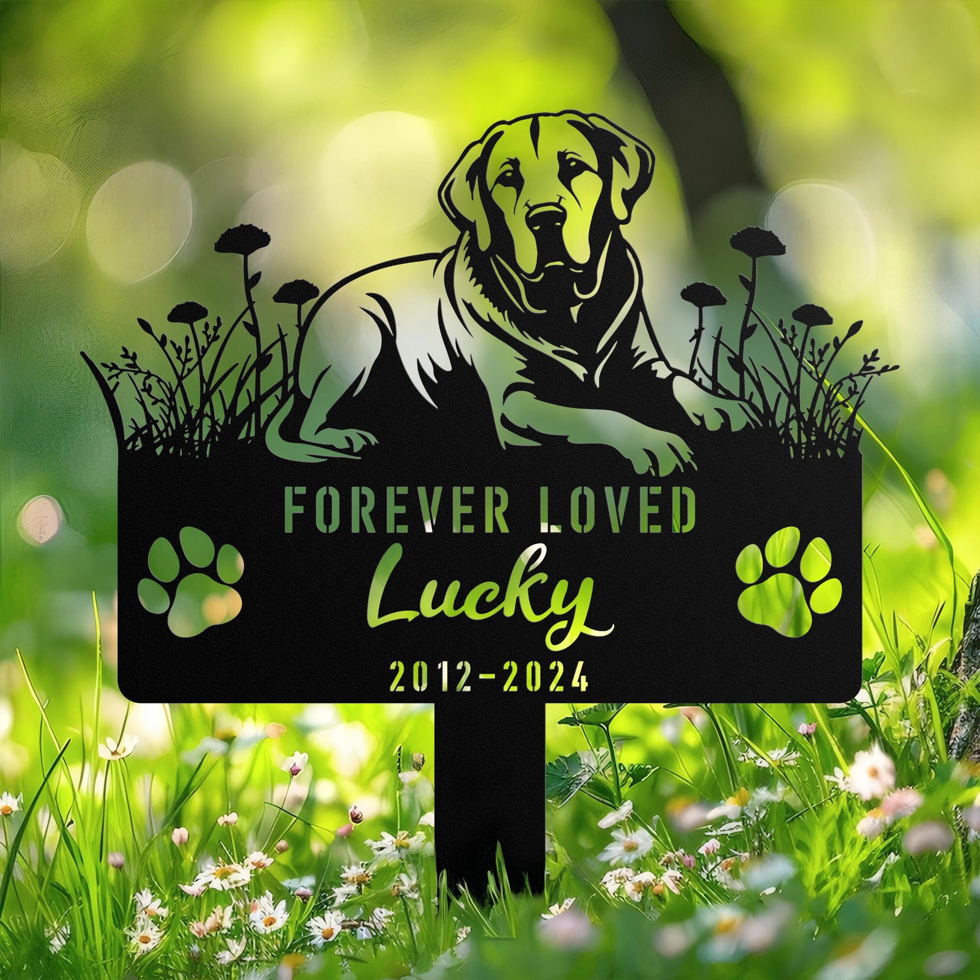 Custom Labrador Retriever Memorial Stake, Personalized Dog Grave Marker, Metal Pet Tribute Sign, Sympathy Gift, Dog Loss Remembrance Sign