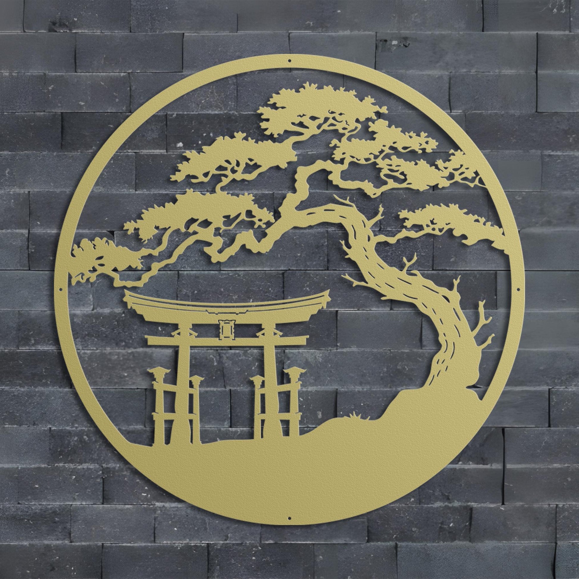 Japanese Metal Art, Torii Gate Metal Wall Sign, Tori Gate Metal Sign, Bonsai Tree Wall Decor, Japanese Wall Art, Japanese Wall Decor