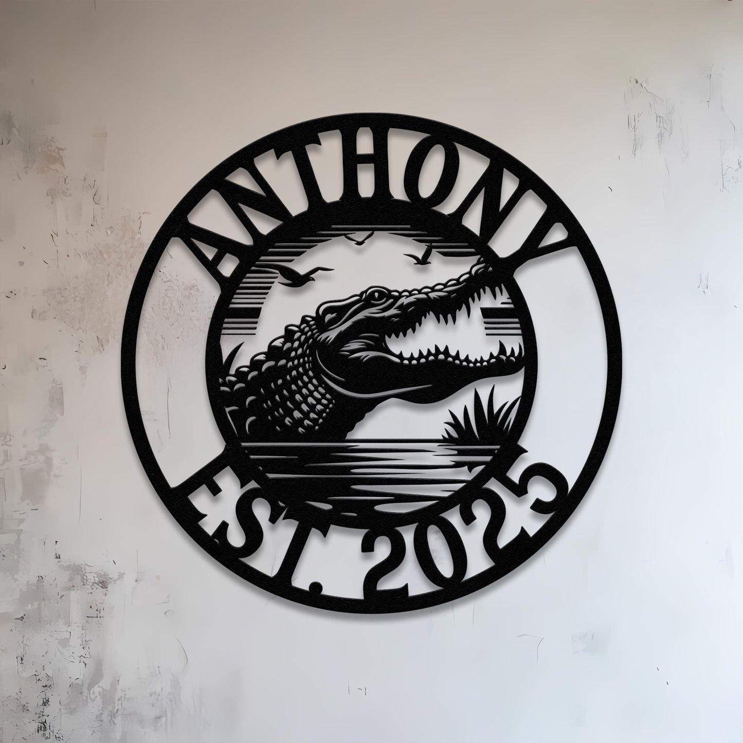 Custom Alligator Metal Sign, Crocodile Wall Art, Personalized Metal Animal Name Sign, Swamp Decor, Outdoor Metal Sign, Gator Home Decor