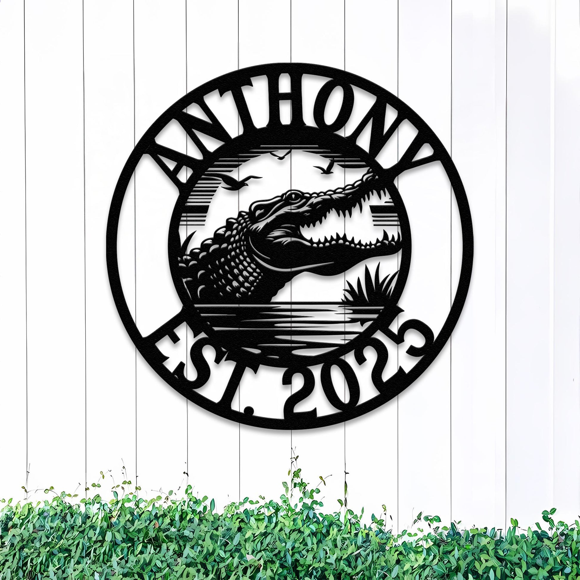 Custom Alligator Metal Sign, Crocodile Wall Art, Personalized Metal Animal Name Sign, Swamp Decor, Outdoor Metal Sign, Gator Home Decor