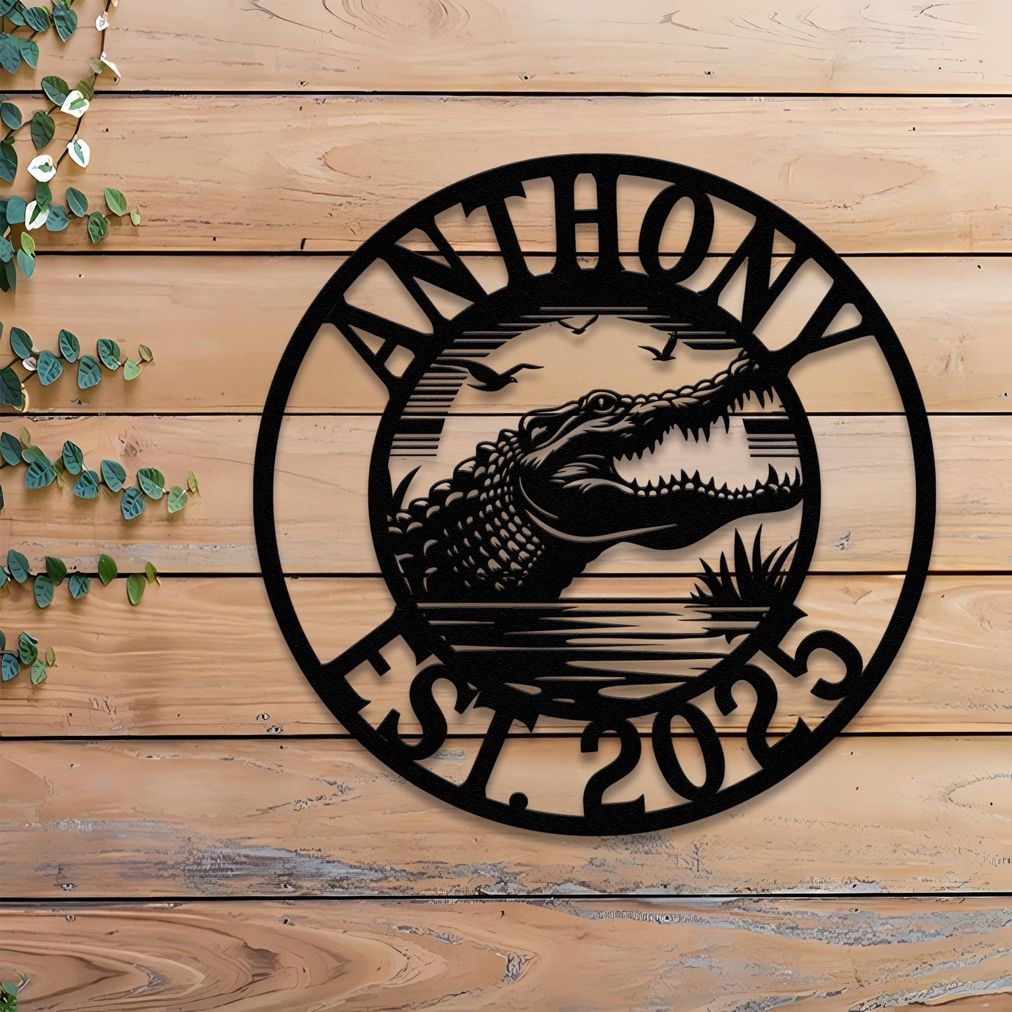 Custom Alligator Metal Sign, Crocodile Wall Art, Personalized Metal Animal Name Sign, Swamp Decor, Outdoor Metal Sign, Gator Home Decor