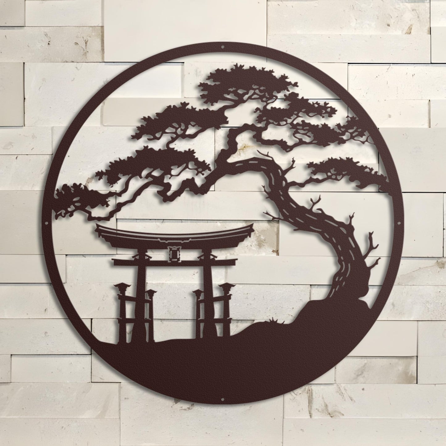 Japanese Metal Art, Torii Gate Metal Wall Sign, Tori Gate Metal Sign, Bonsai Tree Wall Decor, Japanese Wall Art, Japanese Wall Decor