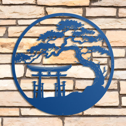 Japanese Metal Art, Torii Gate Metal Wall Sign, Tori Gate Metal Sign, Bonsai Tree Wall Decor, Japanese Wall Art, Japanese Wall Decor