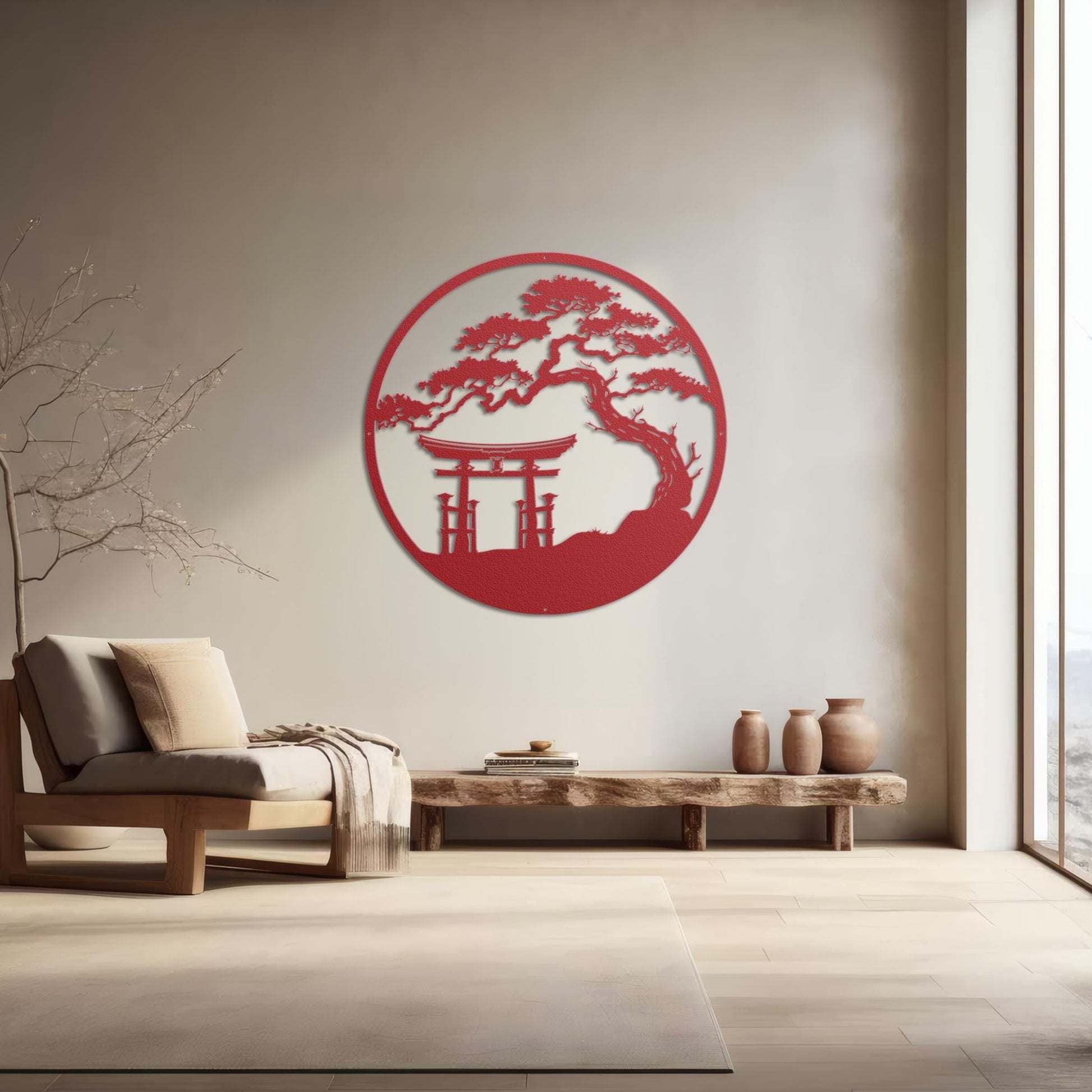 Japanese Metal Art, Torii Gate Metal Wall Sign, Tori Gate Metal Sign, Bonsai Tree Wall Decor, Japanese Wall Art, Japanese Wall Decor
