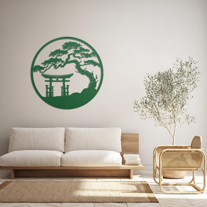 Japanese Metal Art, Torii Gate Metal Wall Sign, Tori Gate Metal Sign, Bonsai Tree Wall Decor, Japanese Wall Art, Japanese Wall Decor