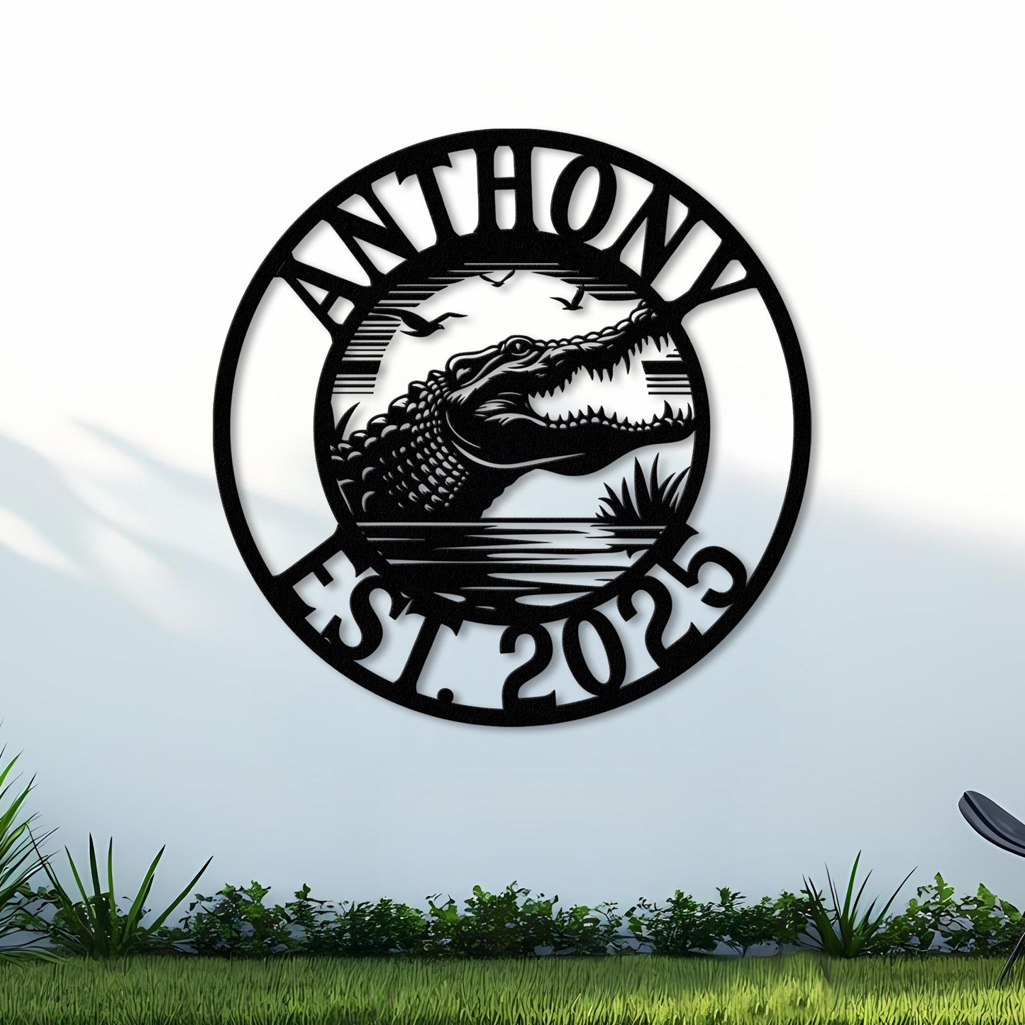 Custom Alligator Metal Sign, Crocodile Wall Art, Personalized Metal Animal Name Sign, Swamp Decor, Outdoor Metal Sign, Gator Home Decor