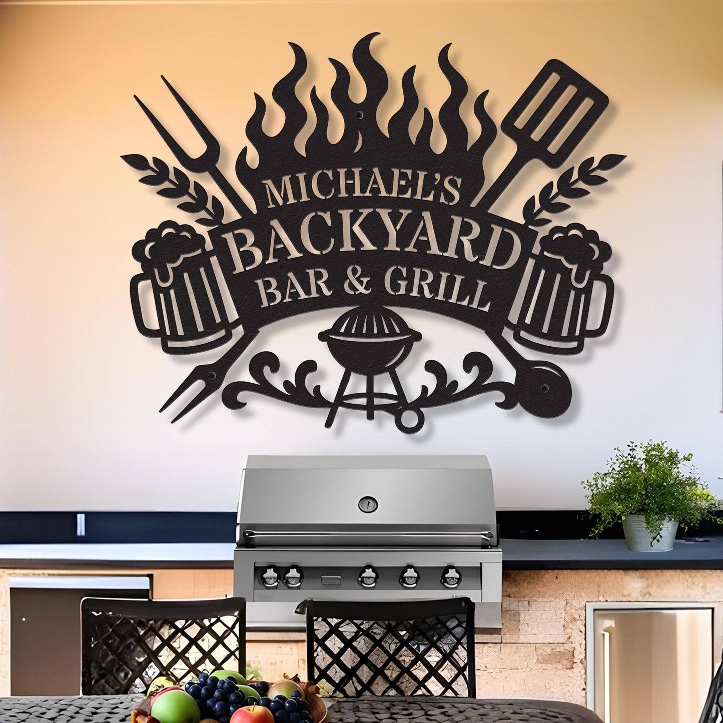 Personalized Backyard Pool Metal Sign, Outdoor Wall Art Decor, Pool Signs for Outdoor, Custom Bar And Grill Sign Decor, Xmas Gifts