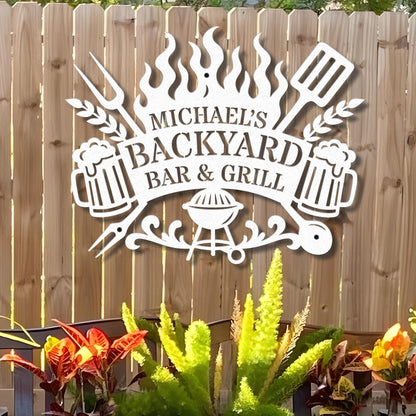 Personalized Backyard Pool Metal Sign, Outdoor Wall Art Decor, Pool Signs for Outdoor, Custom Bar And Grill Sign Decor, Xmas Gifts
