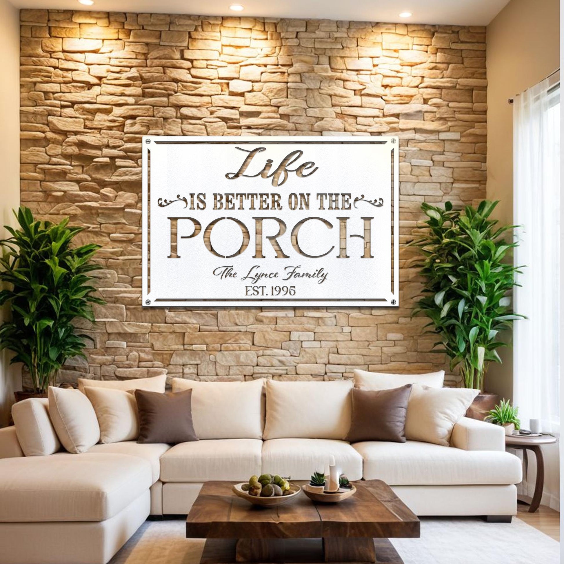 Life is Better on the Porch Metal Sign, Front Patio Metal Sign, Family Name Sign, Custom Metal Cabin Sign, Home Decor, Housewarming Gifts