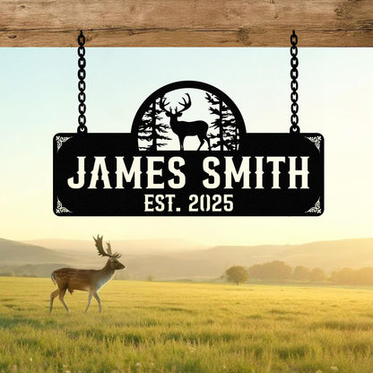 Metal Farm Sign, Ranch Signs Indoor Outdoor Personalized, Farmhouse Metal Wall Art Decor, Custom Deer Sign, Farmer Gifts, Housewarming Gift.